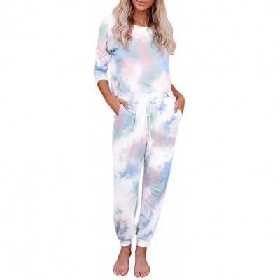 Sets Womens Long Sleeve Tops and Pants Pajamas Set Two Pieces Tie Dye Printed Nightwear Loungewear - B Multicolor - CJ197W2GWLD