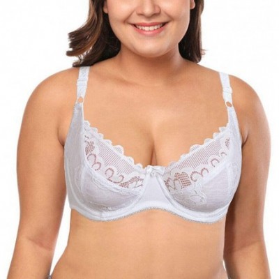 Bras Women's Everyday Lace Minimizer Bra Plus Size Bras Full Coverage with Underwire - White1 - CC18QMX88GC