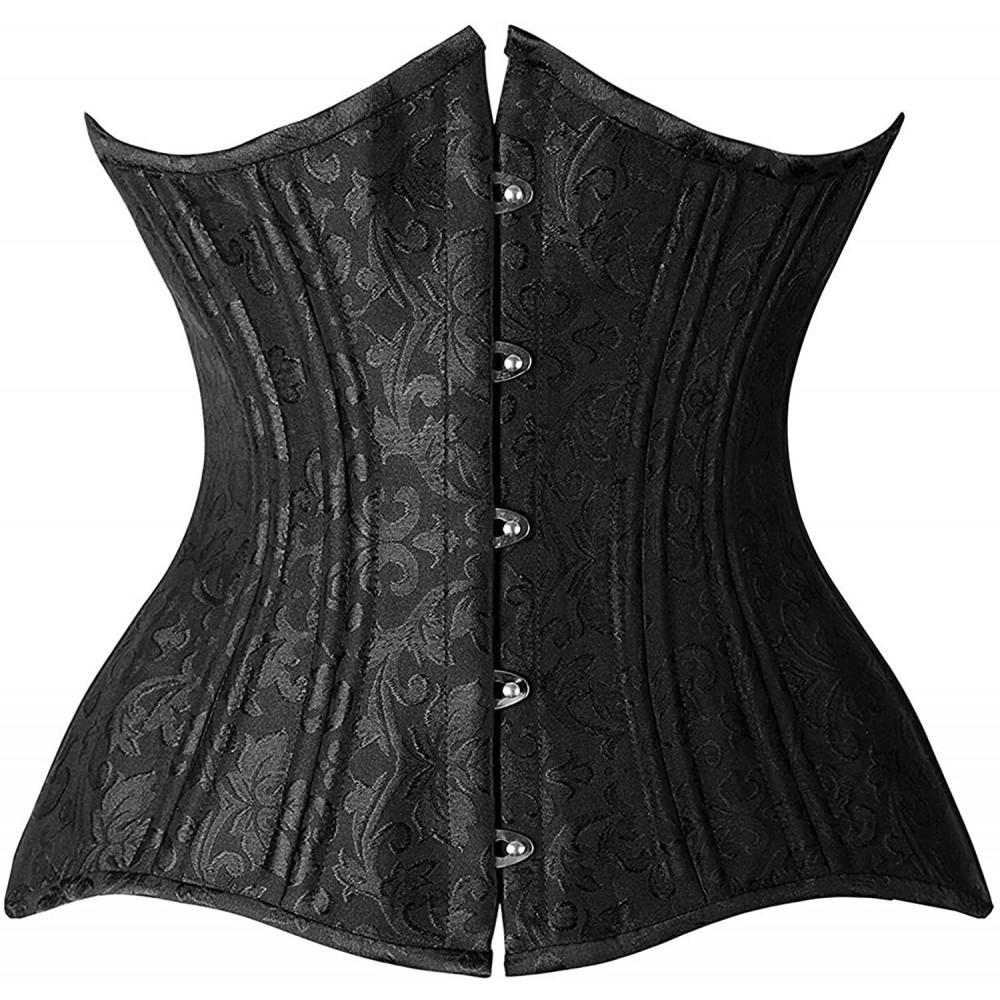 Shapewear Steel Boned Longline Overbust Sexy Corset Hourglass Waist Training Bustier - Underbust Black 842 - CX18OWE2H57