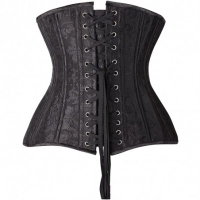 Shapewear Steel Boned Longline Overbust Sexy Corset Hourglass Waist Training Bustier - Underbust Black 842 - CX18OWE2H57