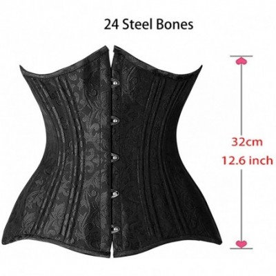 Shapewear Steel Boned Longline Overbust Sexy Corset Hourglass Waist Training Bustier - Underbust Black 842 - CX18OWE2H57