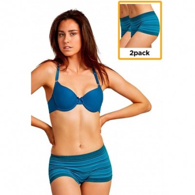 Panties Women's Premium Seamless Boyshort Panty (Pack of 6 or 2) - Turquoise - CS18NR2D94D