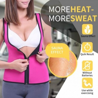 Shapewear Fitness Workout Neoprene Sauna Sweat Vest for Weight Loss Heat Waist Trainer Body Shaper Tank Top - 5 Pink ( Zipper...