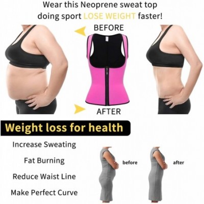 Shapewear Fitness Workout Neoprene Sauna Sweat Vest for Weight Loss Heat Waist Trainer Body Shaper Tank Top - 5 Pink ( Zipper...