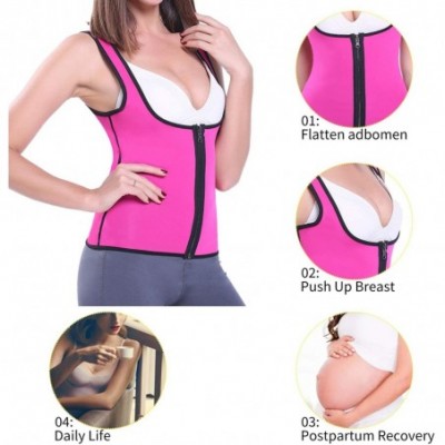 Shapewear Fitness Workout Neoprene Sauna Sweat Vest for Weight Loss Heat Waist Trainer Body Shaper Tank Top - 5 Pink ( Zipper...