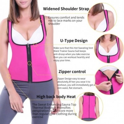 Shapewear Fitness Workout Neoprene Sauna Sweat Vest for Weight Loss Heat Waist Trainer Body Shaper Tank Top - 5 Pink ( Zipper...