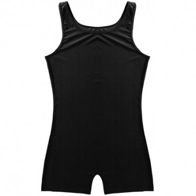 Shapewear Mens One-Piece Spandex Boxers Short Leotard Gym Training Workout Sleeveless Bodysuit - Black - CS19DL4CU3O