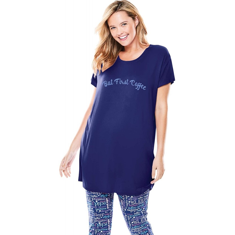 Tops Women's Plus Size Soft Pj Tunic Tee - Evening Blue Coffee (0974) - CK190LD86M0