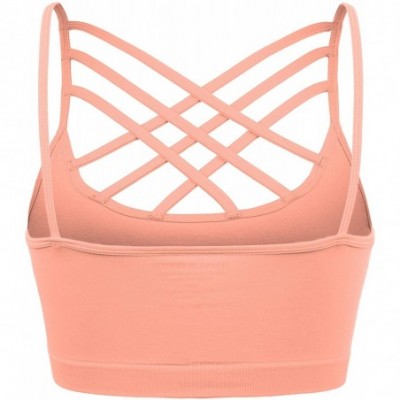 Bras Padded Seamless Triple Criss Cross Bralette Cutout Caged Cami Crop Top for Women Plus Size - [A003] Ash Rose - CH18D2RL3O7