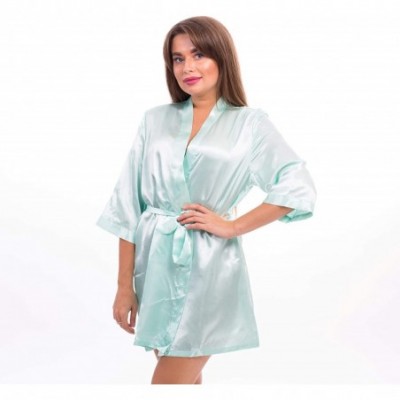 Robes Satin Robe for Bridesmaid Party with Black Writing - Mint-bridesmaid - CZ190OY8TGS