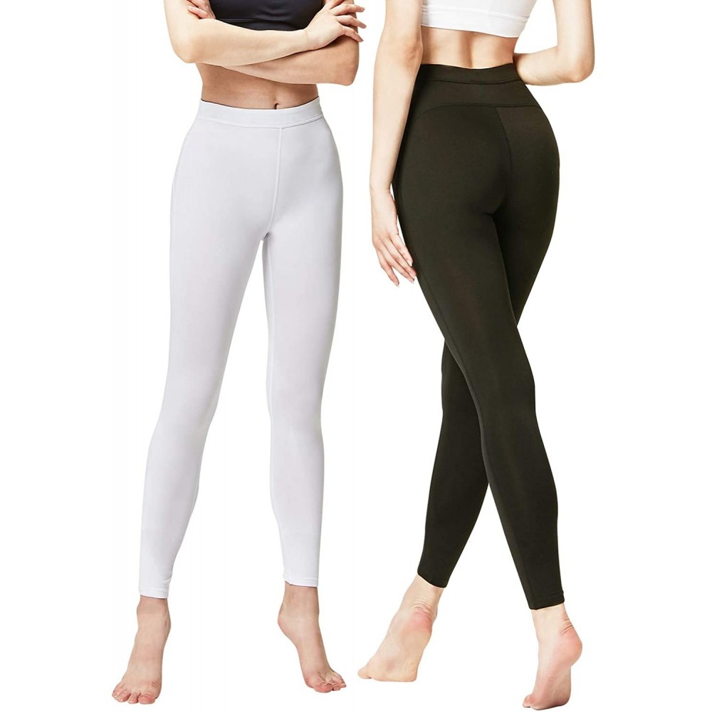 Thermal Underwear Women's 2 Pack Thermal Long Johns Underwear Leggings Pants - Black / White - CD18TM70DE3