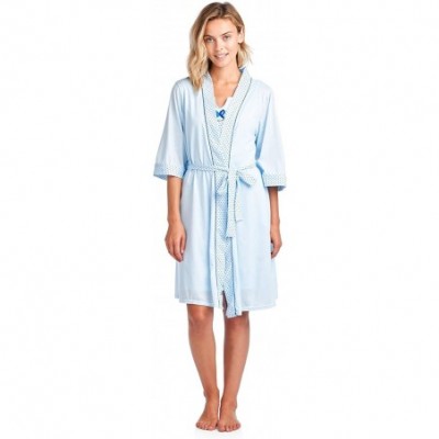 Robes Women's Sleepwear 2 Piece Nightgown and Robe Set - Polka Dot Light Blue - C718H3QA89C