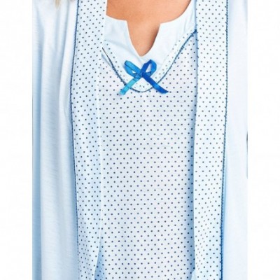 Robes Women's Sleepwear 2 Piece Nightgown and Robe Set - Polka Dot Light Blue - C718H3QA89C