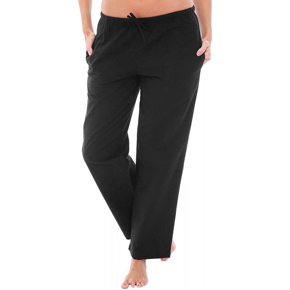 Bottoms Women's Flannel Pajama Pants- Long Cotton Pj Bottoms - Black - CB12O260RVB