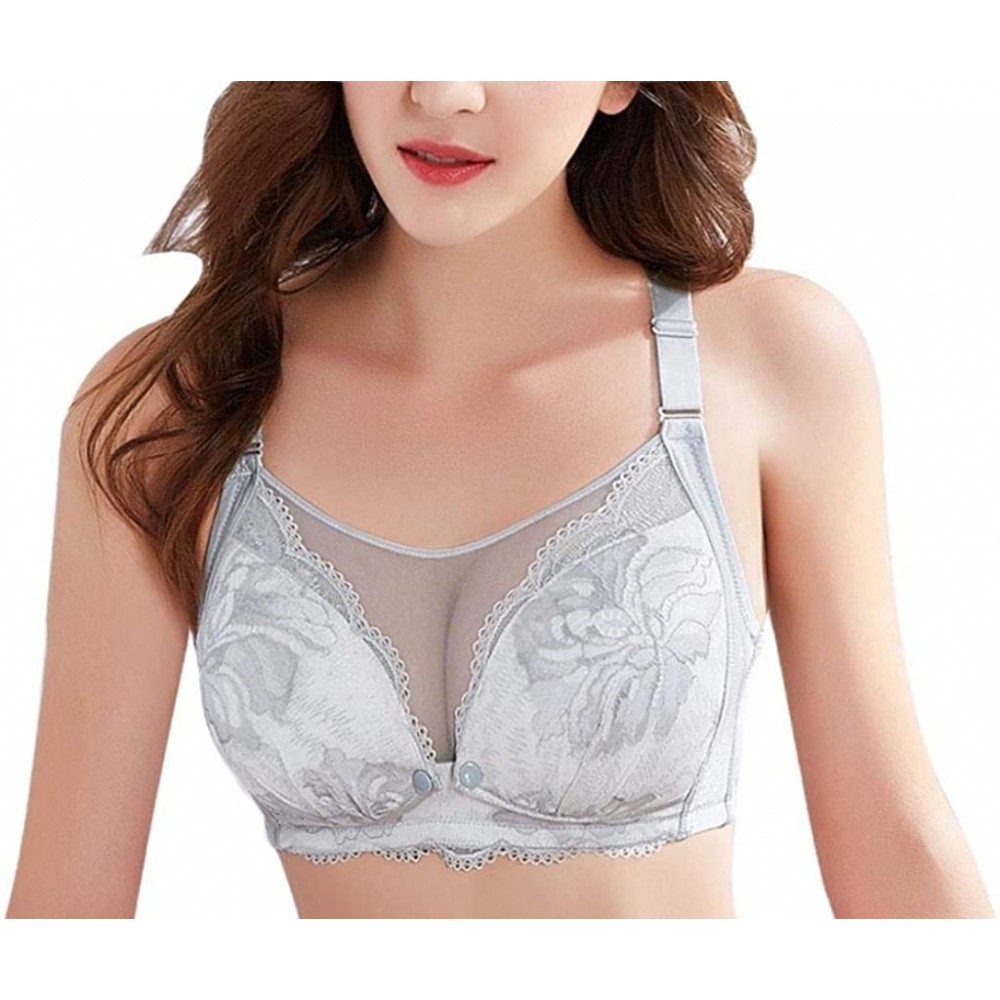 Bras Women Minimizer Brassiere Breastfeeding Open Front Breathable Bras - Grey - CV18XLMH5WK