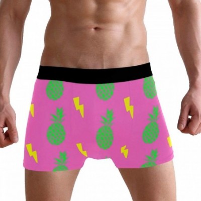 Boxer Briefs Pink Pineapple Boxer Briefs Men's Underwear Boys Stretch Breathable Low Rise Trunks - C018I0X96WA