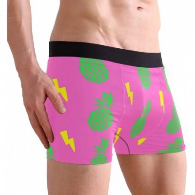 Boxer Briefs Pink Pineapple Boxer Briefs Men's Underwear Boys Stretch Breathable Low Rise Trunks - C018I0X96WA