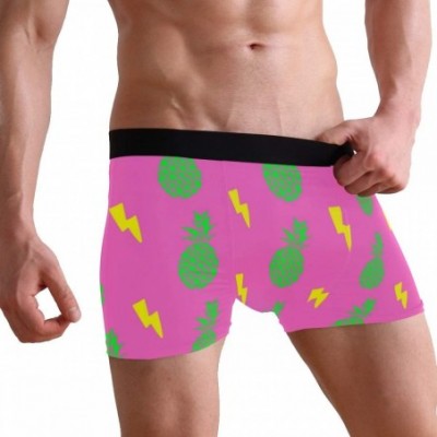 Boxer Briefs Pink Pineapple Boxer Briefs Men's Underwear Boys Stretch Breathable Low Rise Trunks - C018I0X96WA