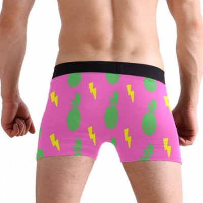 Boxer Briefs Pink Pineapple Boxer Briefs Men's Underwear Boys Stretch Breathable Low Rise Trunks - C018I0X96WA