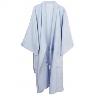 Robes Japanese Mens Robe Cotton Kimono Pajamas Nightgown[Light Blue-Size XL] - CF18Y8A28T2