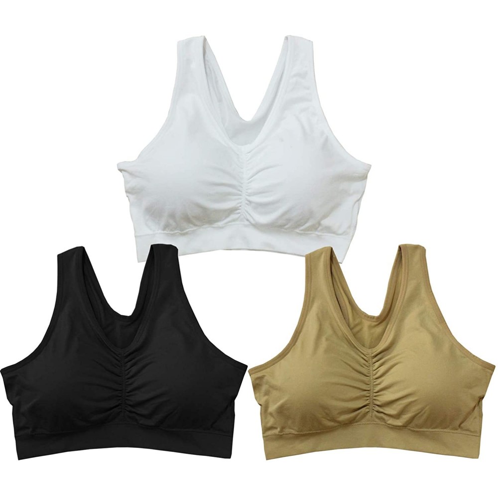 Bras Women's Plus Size Ultimate Comfy Medium Support Sport Bra 3 Pack or 1 Pack - Style-yb01 - CZ18WHRM3Q8