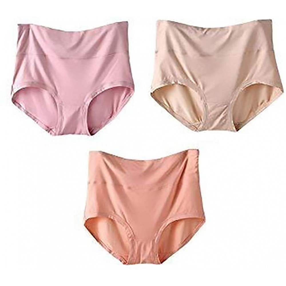 Panties Women Briefs Underwear Hi Rise Panties Big Size Comfort Underpants 3 Pack - Mixed C - CH18CNUNN06