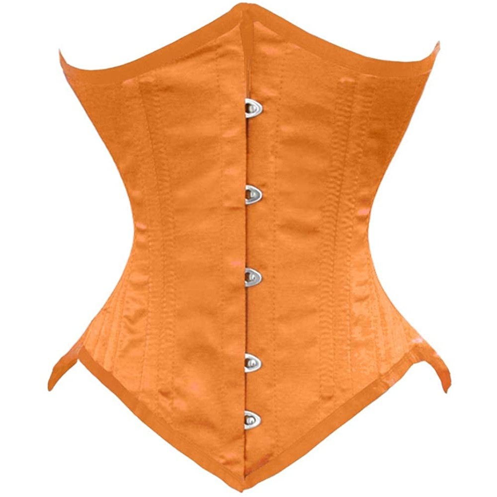 Bustiers & Corsets Heavy Duty 26 Double Steel Boned Waist Training Satin Underbust Tight Shaper Corset 8033-SA - Orange - CG1...