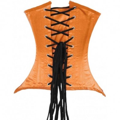 Bustiers & Corsets Heavy Duty 26 Double Steel Boned Waist Training Satin Underbust Tight Shaper Corset 8033-SA - Orange - CG1...