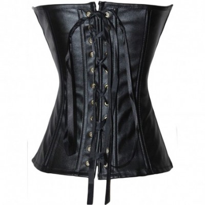 Bustiers & Corsets Womens Sexy PU Zipper Corset Overbust Punk Bustier Top - Black - CR18I76YZ5K