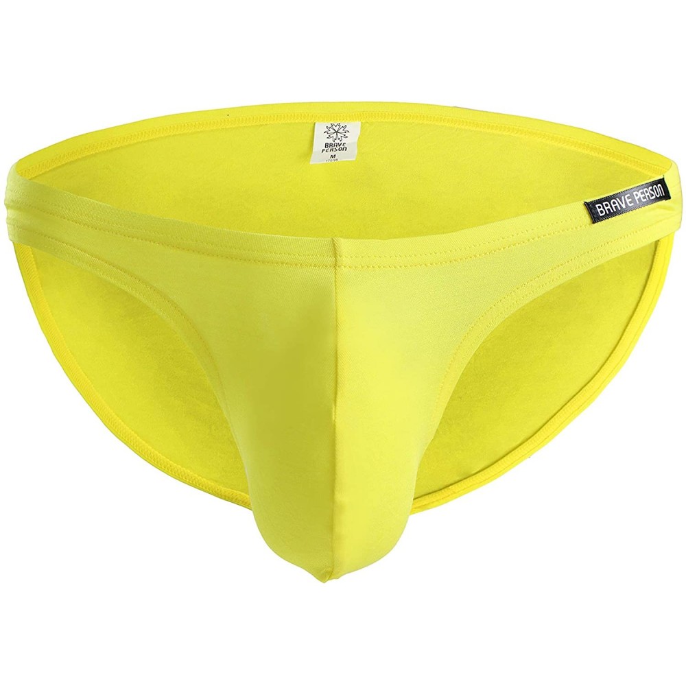 Briefs Brave Person Men's Bikini Briefs Underwear Sexy Modal 1112 - Yellow - CC180O94MQ9