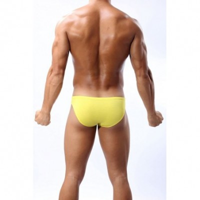 Briefs Brave Person Men's Bikini Briefs Underwear Sexy Modal 1112 - Yellow - CC180O94MQ9