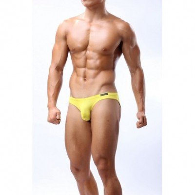 Briefs Brave Person Men's Bikini Briefs Underwear Sexy Modal 1112 - Yellow - CC180O94MQ9