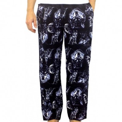 Sleep Bottoms Men's Animal Wolf Penguin Polar Bear Print Soft Flannel Pajama Bottoms - Black Wolf Pack Print - C5192HWEOM8