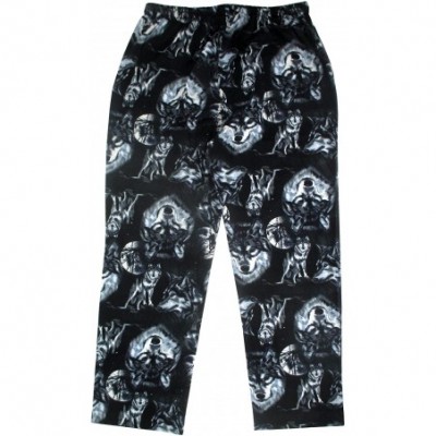 Sleep Bottoms Men's Animal Wolf Penguin Polar Bear Print Soft Flannel Pajama Bottoms - Black Wolf Pack Print - C5192HWEOM8