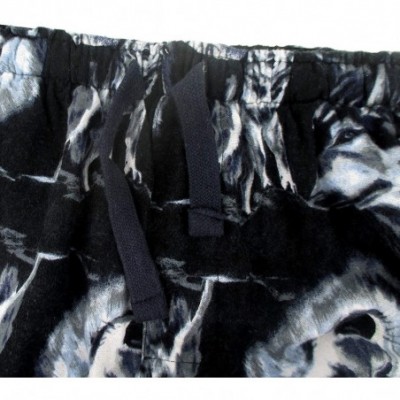 Sleep Bottoms Men's Animal Wolf Penguin Polar Bear Print Soft Flannel Pajama Bottoms - Black Wolf Pack Print - C5192HWEOM8