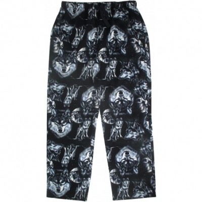 Sleep Bottoms Men's Animal Wolf Penguin Polar Bear Print Soft Flannel Pajama Bottoms - Black Wolf Pack Print - C5192HWEOM8