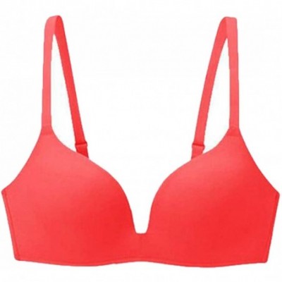 Bras Comfort Lightly Concealing 3/4 Cup Breathable Wireless Bras - Red - C618DZL0DZ0