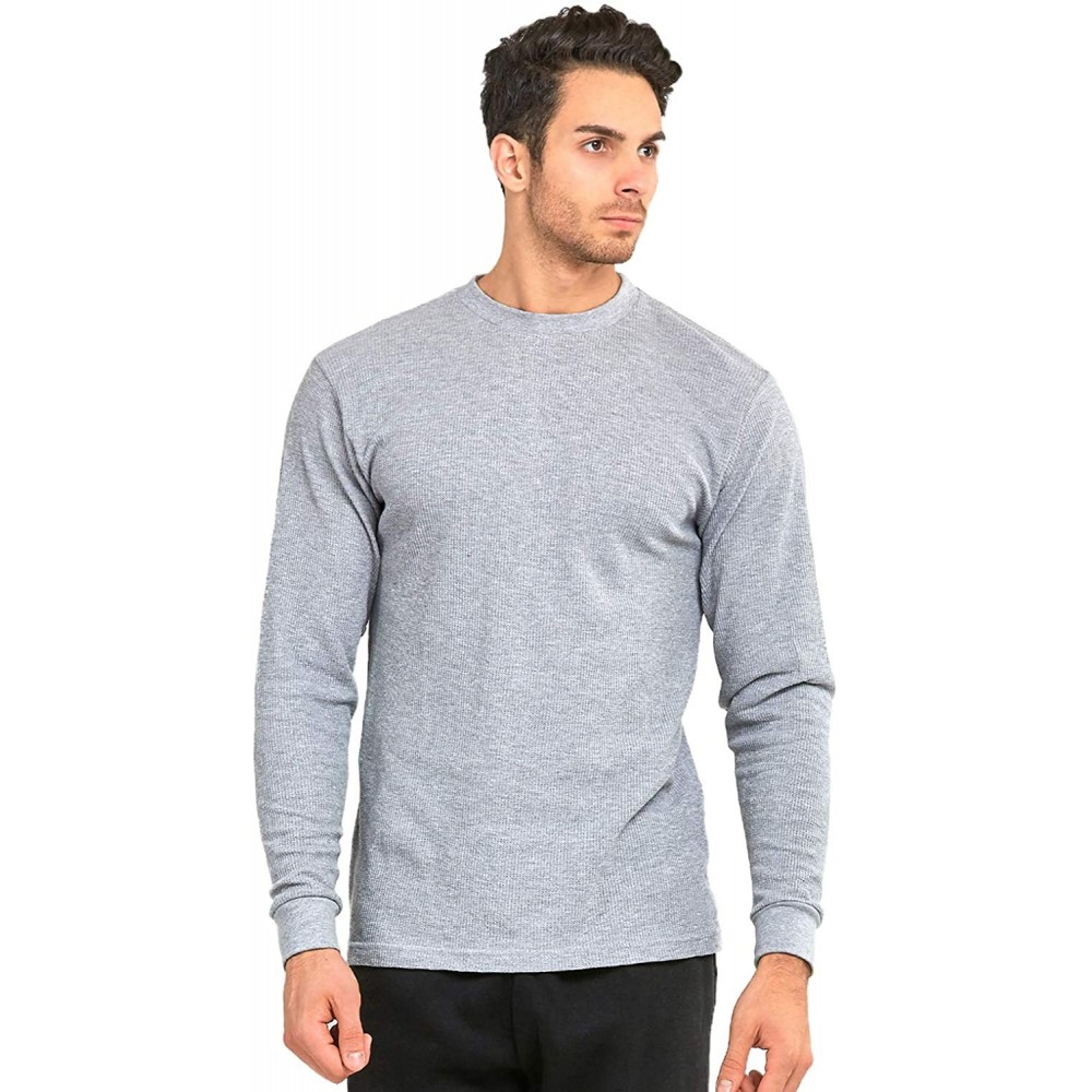 Thermal Underwear Men's Classic Waffle-Knit Heavy Thermal Top - Heather Grey (Medium Weight) - C118AROLKXL