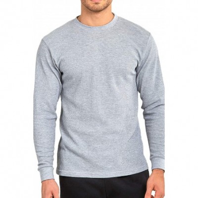 Thermal Underwear Men's Classic Waffle-Knit Heavy Thermal Top - Heather Grey (Medium Weight) - C118AROLKXL