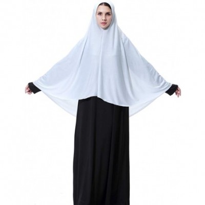 Robes Muslim Islamic Women's Modest Ramadan Soft Jersey Long Hijab - White - CN1987T7MUL