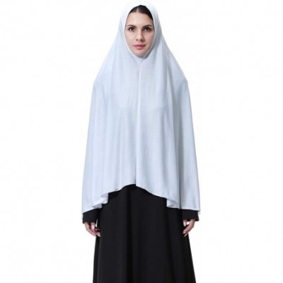 Robes Muslim Islamic Women's Modest Ramadan Soft Jersey Long Hijab - White - CN1987T7MUL