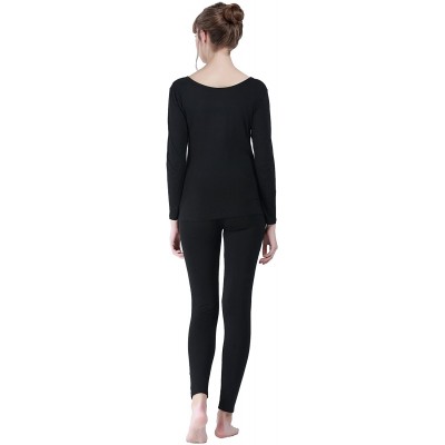 Thermal Underwear Crewneck Long Johns Modal & Cotton Thermal Underwear Top & Bottom Set for Women - Black - CL186ZI2Y34