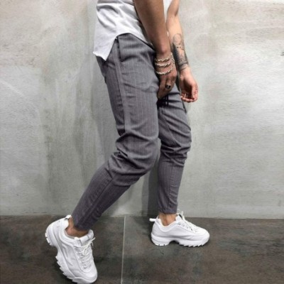 Boxer Briefs 2019 Men's Casual Solid Loose Stripe Pocket Sweatpant Trousers Jogger Pant - Gray - C918NZS2KT2