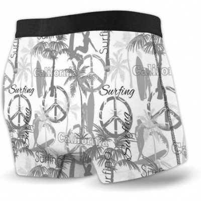 Boxer Briefs Men's Boxer Briefs-Silhouette of A Surfing Lady Woman in The Ocean Peace Signs Retro Pattern Artwork-M - C418AQW...