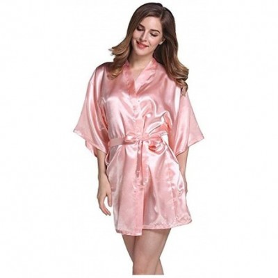 Robes Silk Satin Bride Bridesmaid Robe Floral Bathrobe Short Kimono Robe Night Robe Bath Robe Fashion Dressing Gown - As the ...