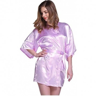 Robes Silk Satin Bride Bridesmaid Robe Floral Bathrobe Short Kimono Robe Night Robe Bath Robe Fashion Dressing Gown - As the ...