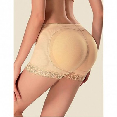 Shapewear Hip Lift Underwear Pads Shapewear Padded Lace Control Panties Shaper Booty Fake Pad Panties Boyshorts - Beige - CY1...