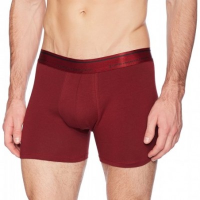 Boxer Briefs Men's Shiny Classic Stretch Cotton Boxer Briefs - Marsala - C417YW3WQRL