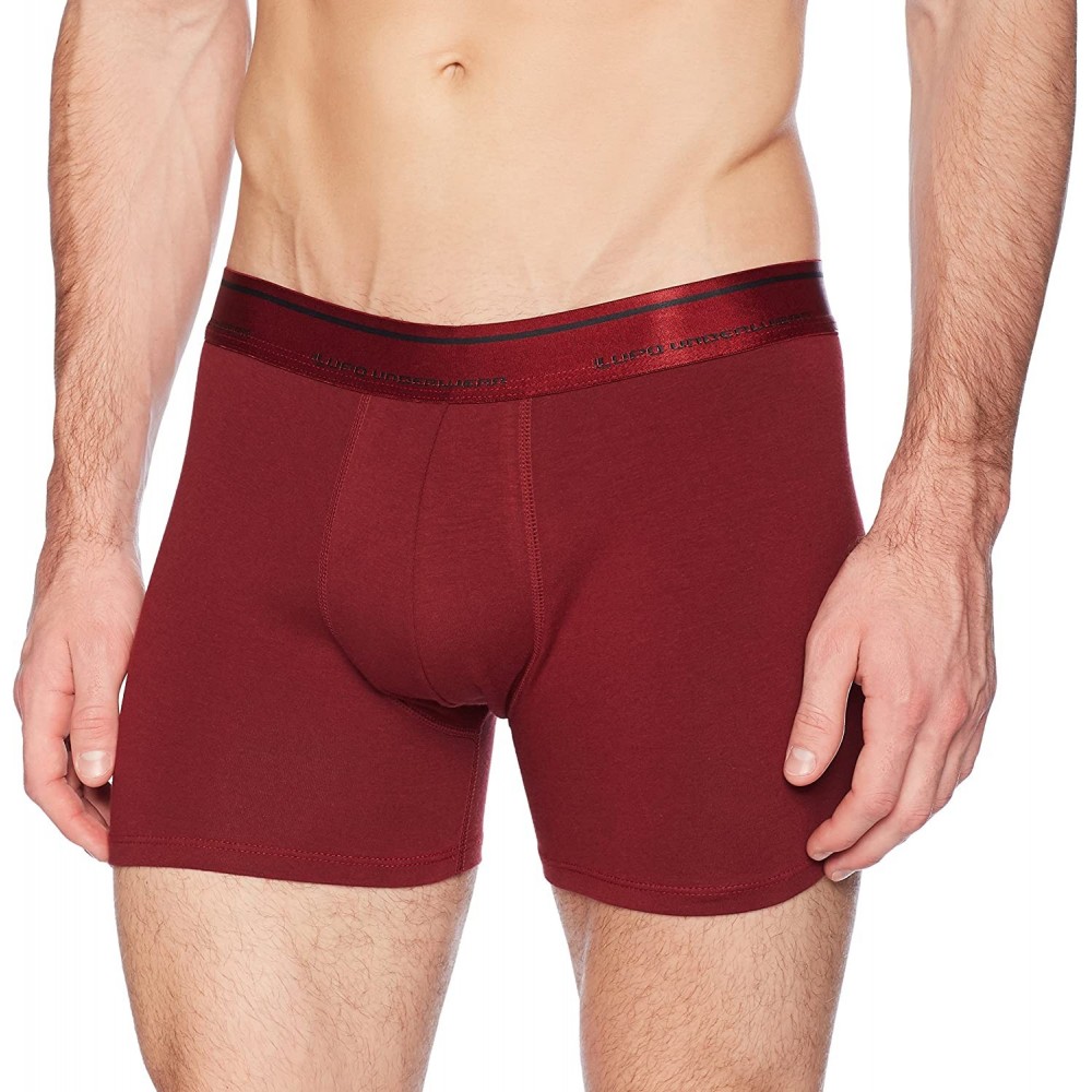 Boxer Briefs Men's Shiny Classic Stretch Cotton Boxer Briefs - Marsala - C417YW3WQRL