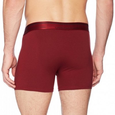 Boxer Briefs Men's Shiny Classic Stretch Cotton Boxer Briefs - Marsala - C417YW3WQRL